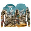Custom Sky Blue 3D Pattern Design Bomber Full-Snap Varsity  Hoodie enthsush