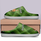 Custom Your Own Personalized Cotton Slippers for Dog Cat Lover Add Any Text Photoes Green Tartan