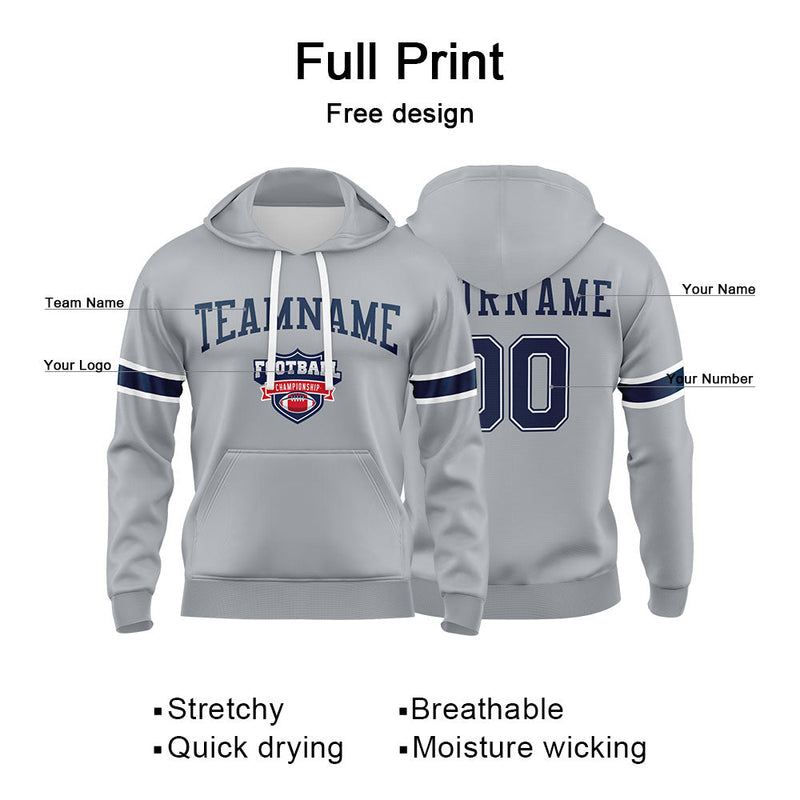 Custom Sweatshirt Hoodie For Men Women Girl Boy Print Your Logo Name Number Gray&Navy&White