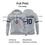 Custom Sweatshirt Hoodie For Men Women Girl Boy Print Your Logo Name Number Gray&Navy&White