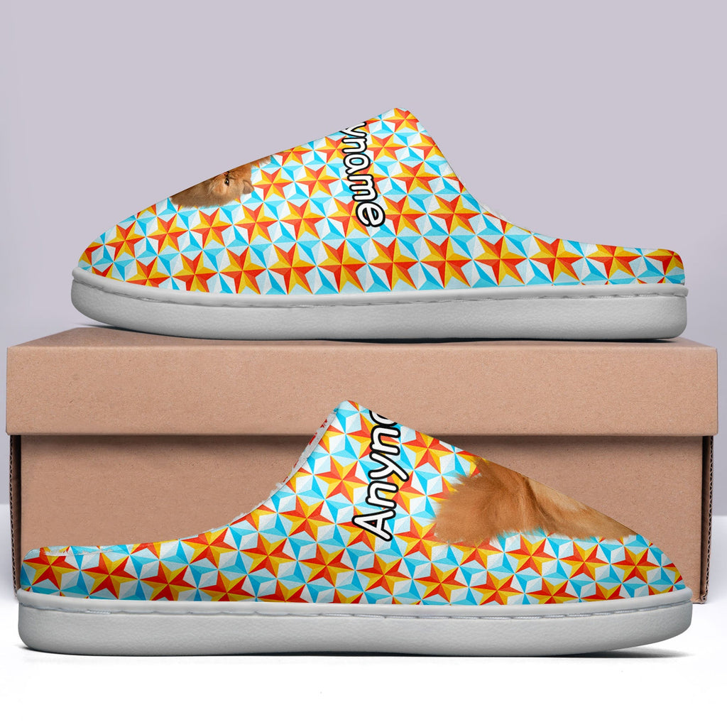 Custom Your Own Personalized Cotton Slippers for Dog Cat Lover Add Any Text Photoes Orange Star enthsush