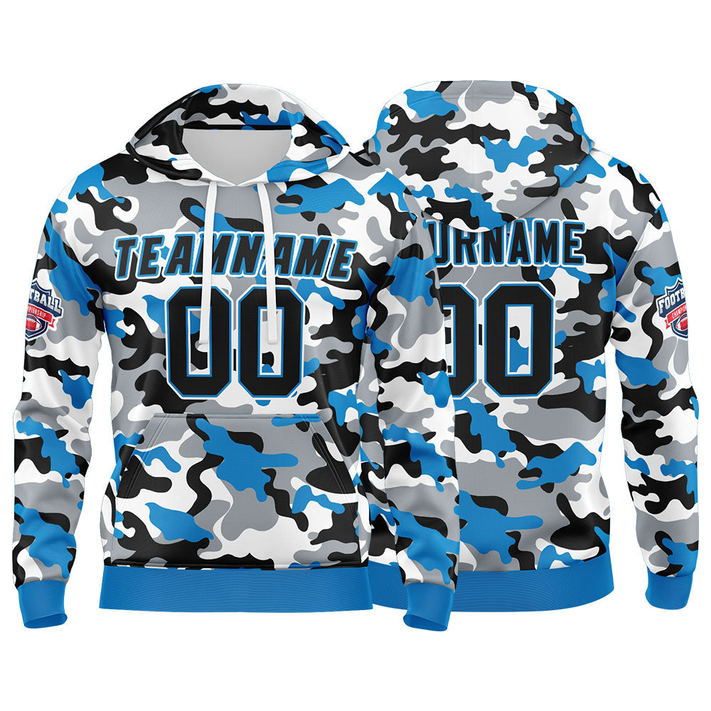 Custom Sweatshirt Hoodie For Man Woman Girl Boy Print Your Logo Name Number Light Blue&Black enthsush