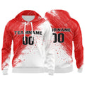 Custom Red&White&Black 3D Pattern Design Bomber Full-Snap Varsity  Hoodie enthsush
