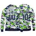 Custom Sweatshirt Hoodie For Men Women Girl Boy Print Your Logo Name Number Neon Green&Navy enthsush