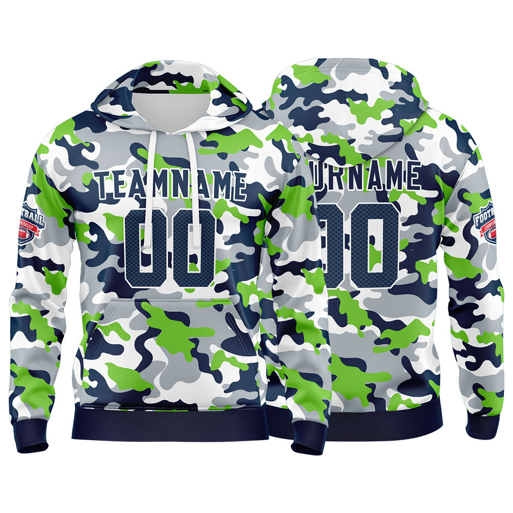 Custom Sweatshirt Hoodie For Men Women Girl Boy Print Your Logo Name Number Neon Green&Navy enthsush