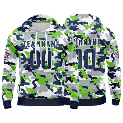 Custom Sweatshirt Hoodie For Men Women Girl Boy Print Your Logo Name Number Neon Green&Navy enthsush