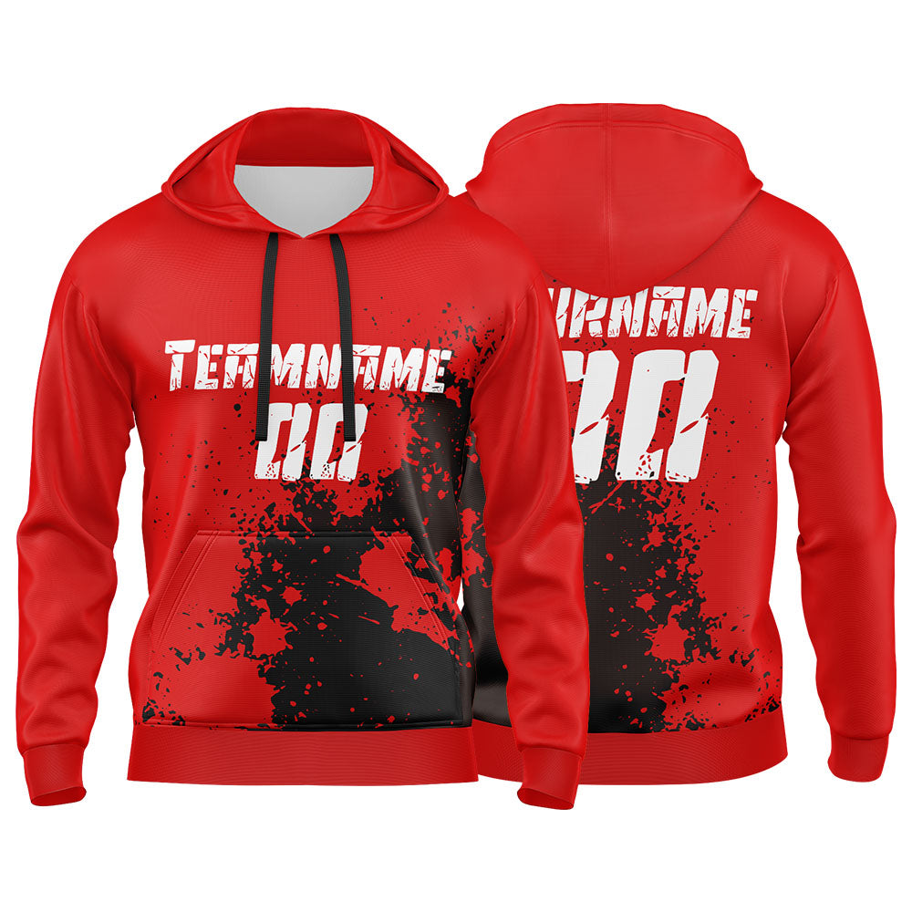 Custom Red&Black&White 3D Pattern Design Bomber Full-Snap Varsity  Hoodie enthsush