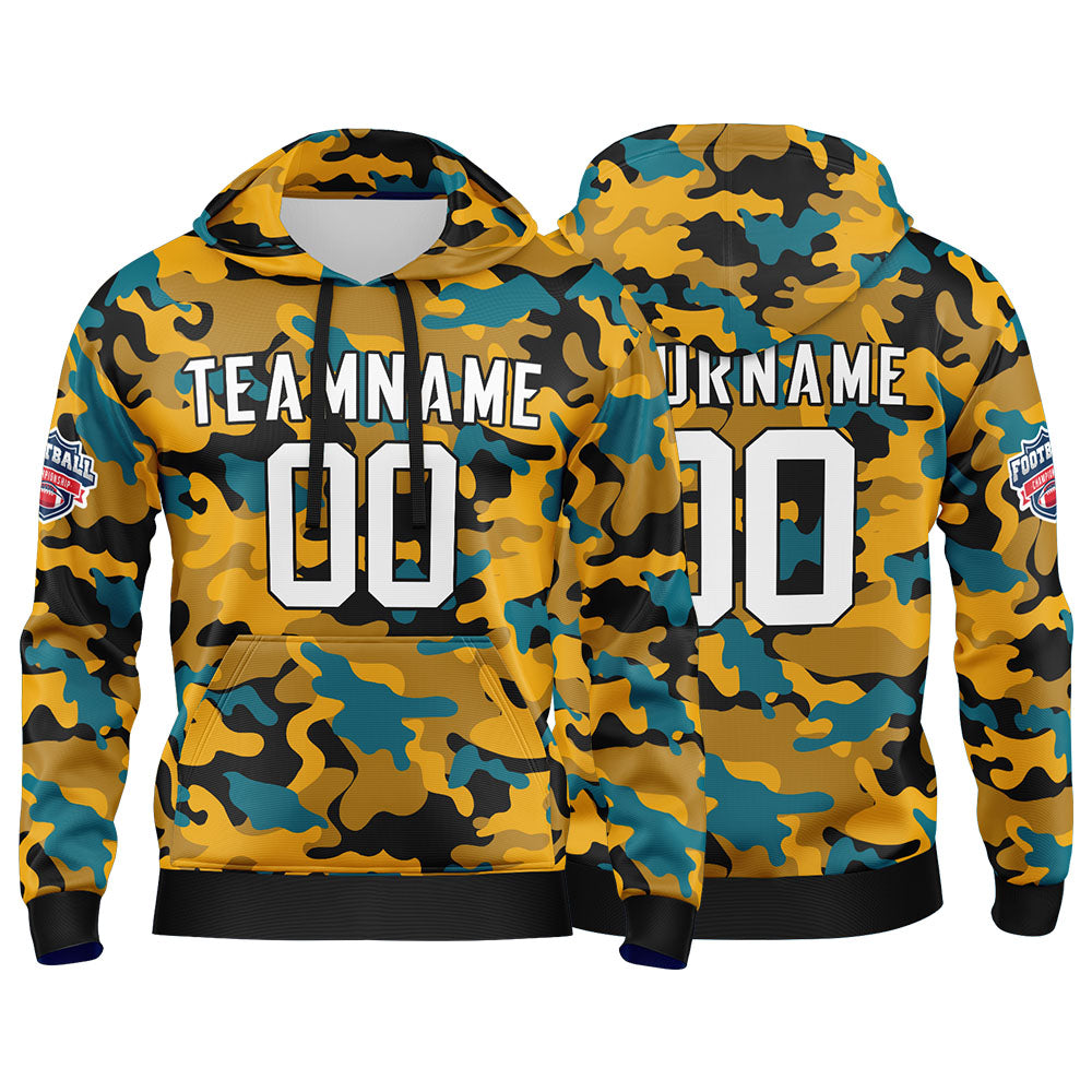Custom Sweatshirt Hoodie For Men Women Girl Boy Print Your Logo Name Number Teal&Gold enthsush