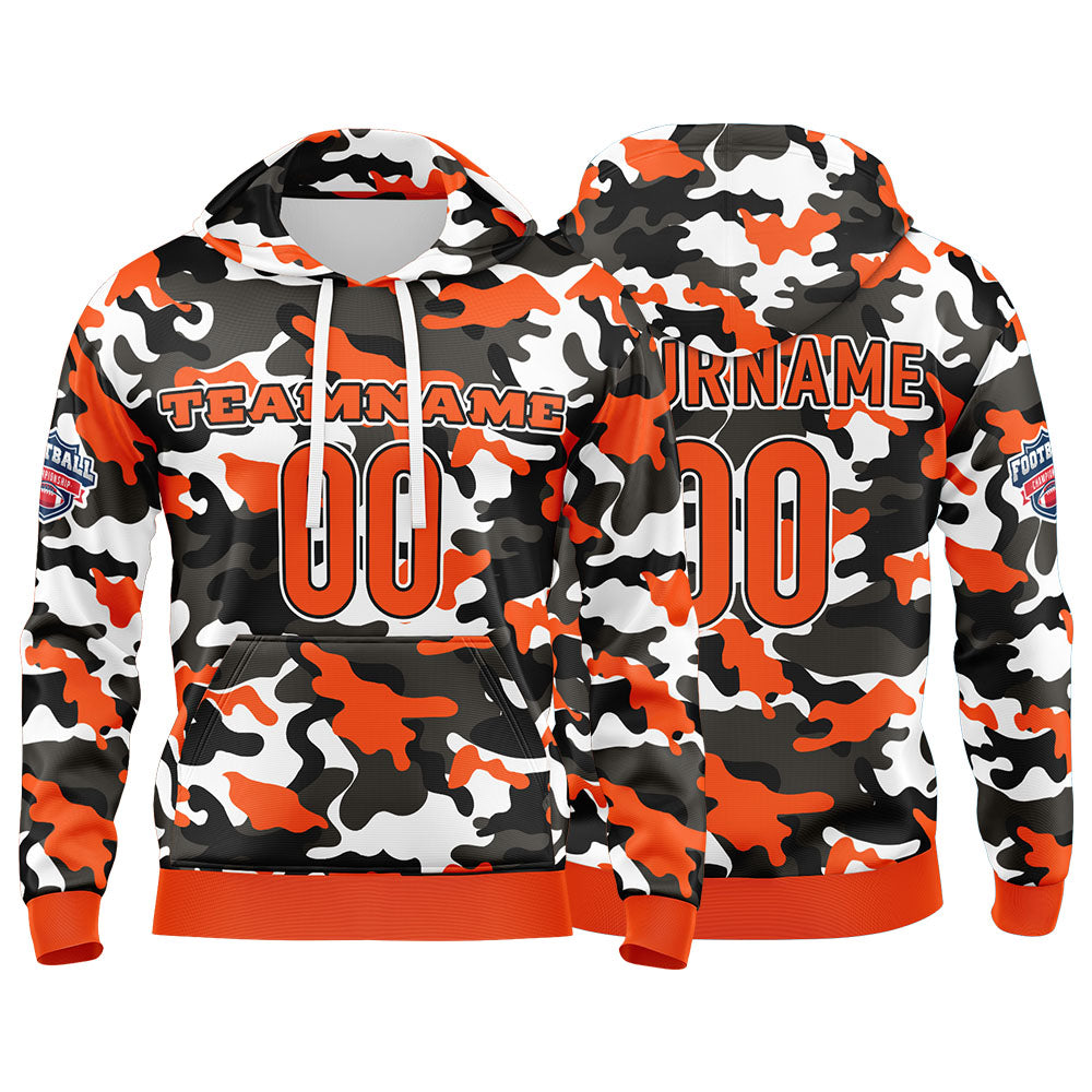 Custom Sweatshirt Hoodie For Men Women Girl Boy Print Your Logo Name Number Orange&Black enthsush