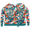 Custom Sweatshirt Hoodie For Man Woman Girl Boy Print Your Logo Name Number Aqua&Orange enthsush