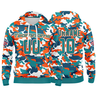 Custom Sweatshirt Hoodie For Man Woman Girl Boy Print Your Logo Name Number Aqua&Orange enthsush