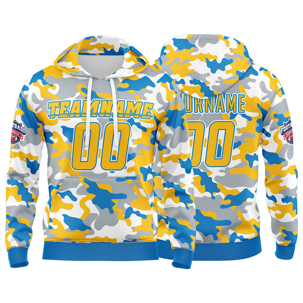 Custom Sweatshirt Hoodie For Men Women Girl Boy Print Your Logo Name Number Powder Blue&Yellow enthsush
