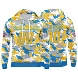 Custom Sweatshirt Hoodie For Men Women Girl Boy Print Your Logo Name Number Powder Blue&Yellow