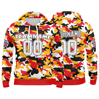 Custom Sweatshirt Hoodie For Men Women Girl Boy Print Your Logo Name Number Red&Yellow enthsush